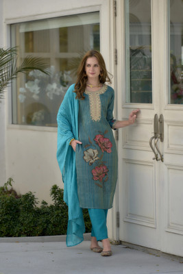 lunexa Women Ethnic Top Pant Attached Dupatta Set