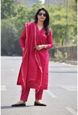 NoorFashion Solid Kurta, Trouser/Pant & Dupatta Set