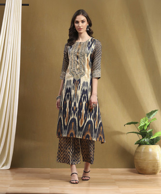 BIBA Printed Kurta, Trouser/Pant & Dupatta Set