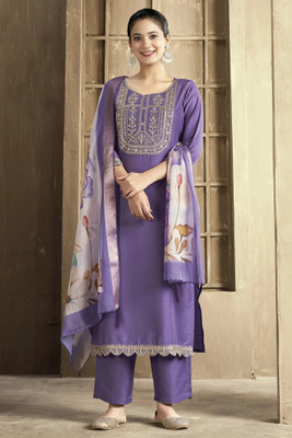 Balyx Embroidered Kurta, Trouser/Pant & Dupatta Set