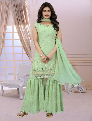 JR TRENDS Embroidered Kurta, Sharara & Dupatta Set