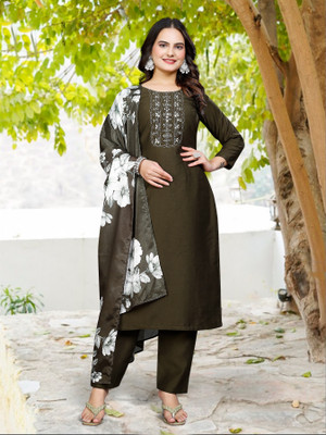 Dhvija enterprise Self Design Kurta, Trouser/Pant & Dupatta Set