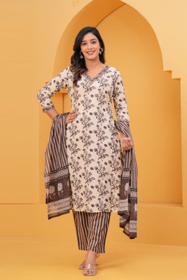 Jaipur Sarai Floral Print Kurta, Palazzo & Dupatta Set