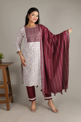 Fabina clothing Floral Print Kurta, Trouser/Pant & Dupatta Set