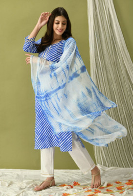 ARRA Striped Kurta, Trouser/Pant & Dupatta Set
