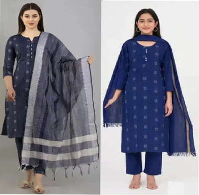 HOC's Self Design Kurta, Trouser/Pant & Dupatta Set