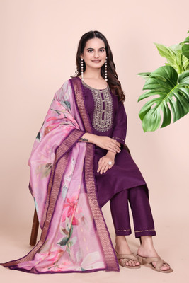 hp fashion Embroidered Kurta, Trouser/Pant & Dupatta Set