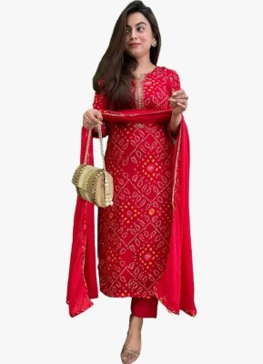 Ambrosia retail Embroidered, Printed Kurta, Trouser/Pant & Dupatta Set