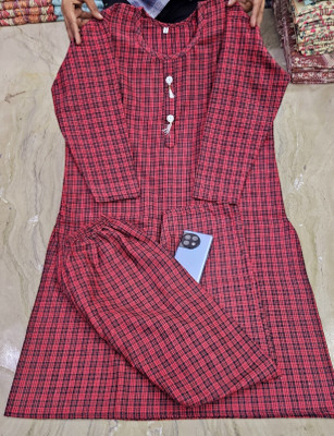 AMAAN TEXTILE Checkered Kurta, Trouser/Pant & Dupatta Set