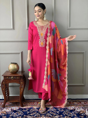 Tylissa Embroidered Kurta, Trouser/Pant & Dupatta Set