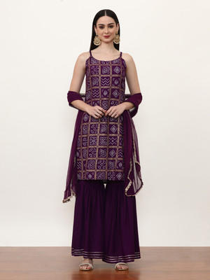 Jaipur Kurti Printed Kurta, Sharara & Dupatta Set