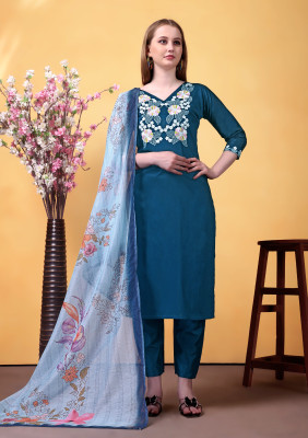 RADHEKRISHNA FASHIONABLES Embroidered Kurta, Salwar & Dupatta Set