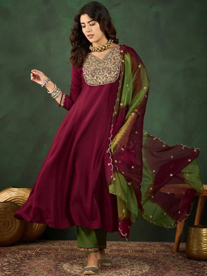 Kvsfab Embroidered Kurta, Trouser/Pant & Dupatta Set