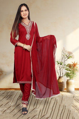 Bilori Embroidered Kurta, Trouser/Pant & Dupatta Set