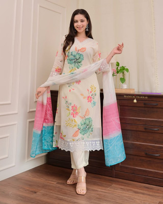 SHOOBHA Floral Print, Woven Kurta, Trouser/Pant & Dupatta Set