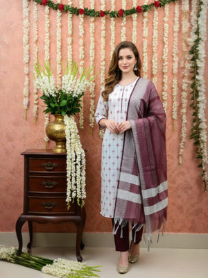 Fems Fashion Self Design Kurta, Trouser/Pant & Dupatta Set