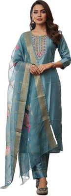 ORRIYA Self Design Kurta, Trouser/Pant & Dupatta Set