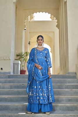 BHUMIKA CREATION Embroidered Kurta, Palazzo & Dupatta Set