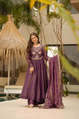 HB VENTURE Embroidered Anarkali Kurta, Bottom & Dupatta Set
