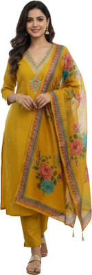 Priya Pritam Collection Printed Anarkali Kurta, Bottom & Dupatta Set