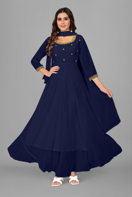 Sukhvilas Enterprise Anarkali Gown(Dark Blue)