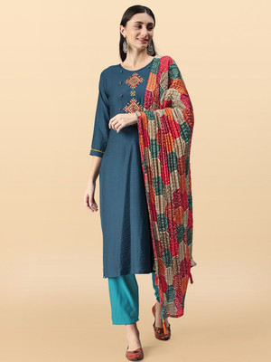 Anouk Rustic Embroidered Kurta, Trouser/Pant & Dupatta Set