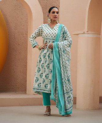 Rain & Rainbow Floral Print Kurta, Trouser/Pant & Dupatta Set