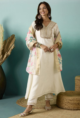 Tasrika Embroidered Kurta, Trouser/Pant & Dupatta Set