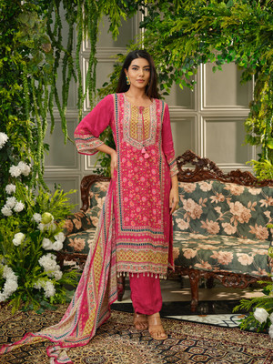 Sangria Printed Kurta, Trouser/Pant & Dupatta Set