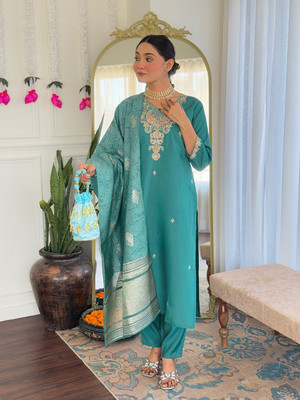 Tylissa Embroidered Kurta, Trouser/Pant & Dupatta Set