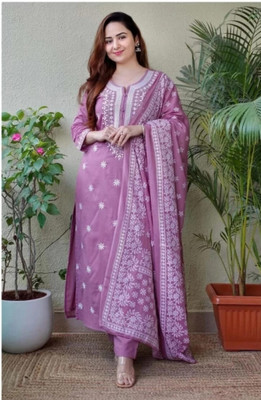 WOMENISHKURTI Embroidered Kurta, Trouser/Pant & Dupatta Set