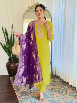 SHREE KSHETRAPAL CREATION Embroidered Kurta, Trouser/Pant & Dupatta Set