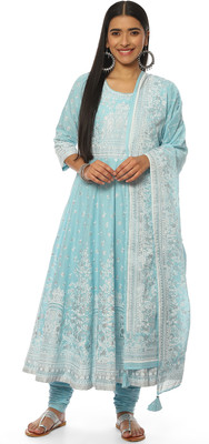 BIBA Printed Kurta, Churidar & Dupatta Set