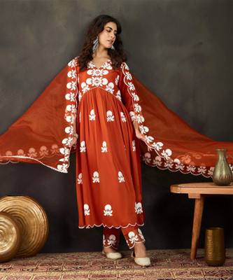 SheWill Embroidered Kurta, Trouser/Pant & Dupatta Set