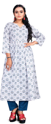 Runaya Nx Printed Anarkali Kurta, Bottom & Dupatta Set