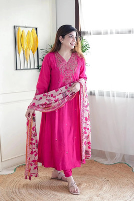 Tylissa Embroidered Anarkali Kurta, Bottom & Dupatta Set