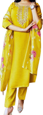 ORRIYA Self Design Kurta, Trouser/Pant & Dupatta Set