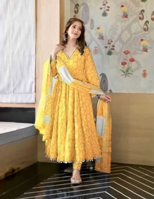 GUNDI Printed Kurta, Palazzo & Dupatta Set