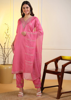 DSK Studio Embroidered Kurta, Trouser/Pant & Dupatta Set