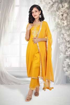Bilori Embroidered Kurta, Trouser/Pant & Dupatta Set