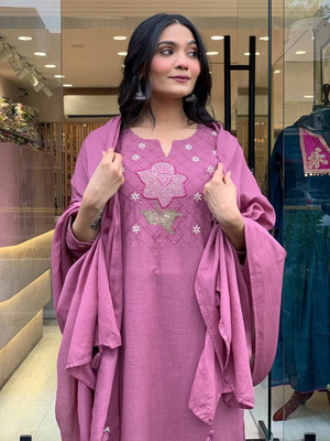 DHRUMI FASHION Embroidered Kurta, Trouser/Pant & Dupatta Set