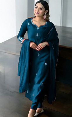 PERFACTCREATION Embroidered Kurta, Trouser/Pant & Dupatta Set
