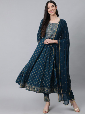 Marmika Fab Embroidered, Printed Anarkali Kurta, Bottom & Dupatta Set
