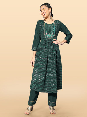 Anouk Rustic Embroidered Kurta, Trouser/Pant & Dupatta Set