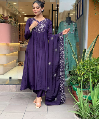HB VENTURE Embroidered Kurta, Palazzo & Dupatta Set