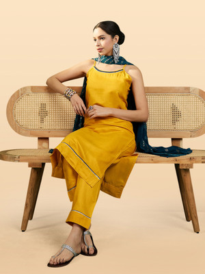 Anouk Rustic Embroidered Kurta, Trouser/Pant & Dupatta Set