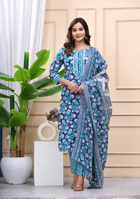 Shivaradhya Designers Printed Kurta, Trouser/Pant & Dupatta Set