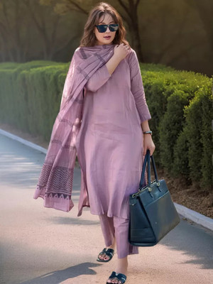 CHOLKI Solid, Striped Kurta, Trouser/Pant & Dupatta Set