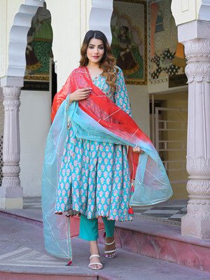 DIVENA Printed Kurta, Trouser/Pant & Dupatta Set