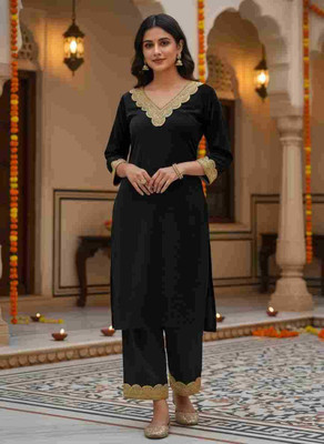 MS CREATIONS Solid Kurta, Trouser/Pant & Dupatta Set